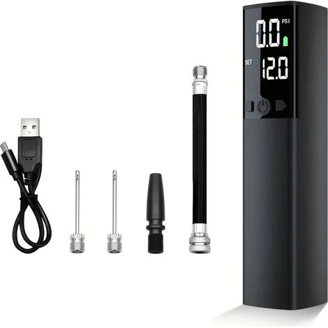 Sollbry Pompe à Ballon électrique Intelligente, Portable, gonflage Rapide de la Balle avec manomètre précis et écran LCD numérique pour Football,Basketball (1/5)