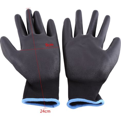 Schwarze Arbeitshandschuhe mit PU-Schutzbeschichtung, Handfläche, Grip Protect, 12 Paar (L) (1/5)