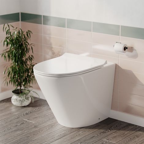 Rimless Round Back To Wall Pan with Soft Close Toilet Seat (1/5)