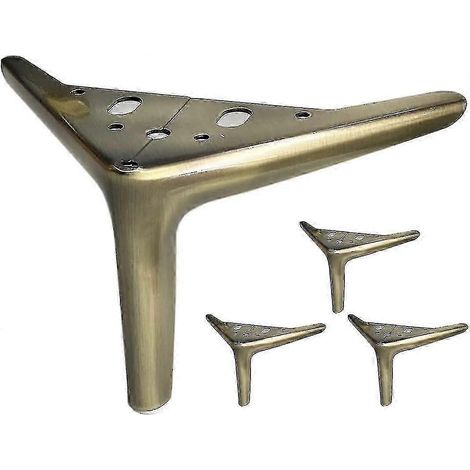 Pieds de meubles en laiton antique de 12 cm (4,72 pouces), en métal doré brossé, adaptés aux armoires, canapés, tables, chaises, lits, téléviseurs, etc., lot de 4, style médiéval, pieds de remplacemen (1/5)