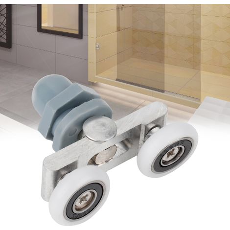 4 roulettes coulissantes doubles et résistantes pour porte de salle de bain en verre (25 mm) (1/5)
