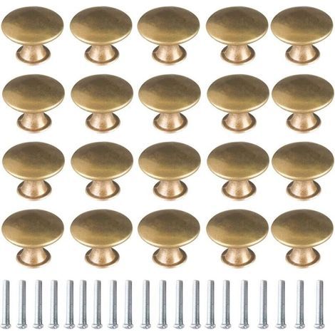 Vintage-Möbelknöpfe aus Messing, 20 Stück – Pilzgriff 30 x 21 mm – Für Schubladen und Schränke – Glatte Oberfläche im Retro-Stil (1/5)
