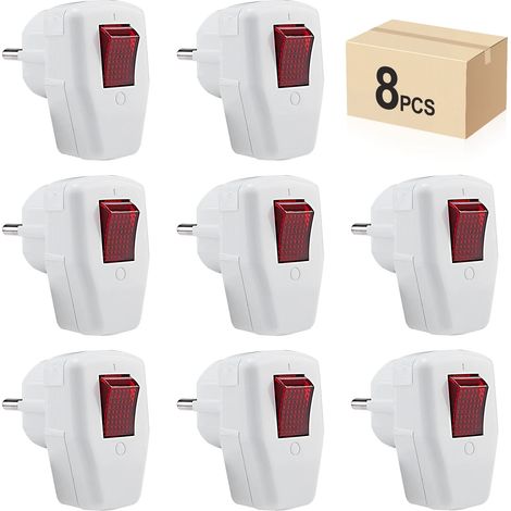 Adaptateur secteur européen (8 blancs), 10 A 250 V, avec témoin lumineux. (1/5)
