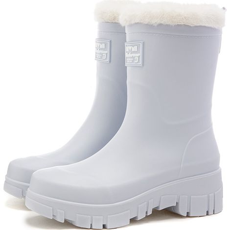 Bottes de pluie femme mi-mollet, imperméables et antidérapantes, chaussures en caoutchouc résistantes à l'usure, manchons de travail cuisine pour femmes