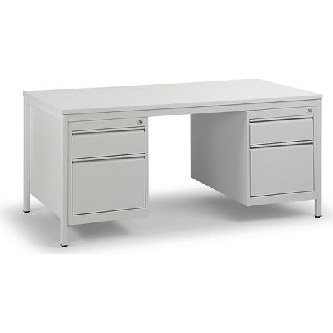 eurokraft basic, Bureau d'atelier gris clair, tiroirs 2 x 140