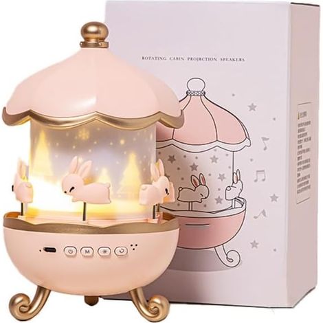 Veilleuse projecteur d'étoiles en forme de boîte à musique avec 12 thèmes visuels dynamiques et batterie rechargeable pour la décoration de la chambre (1/5)