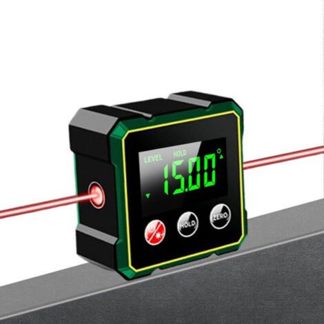 Détecteur d'angle numérique avec niveau laser électronique, inclinomètre, puissant détecteur d'angle magnétique à 4 faces avec rétroéclairage, outil de mesure pour scie à table à bois