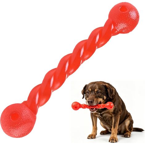 Grand Jouet à mâcher en Caoutchouc pour Chien, bâton interactif Nettoyage Dentaire, Durable résistant aux morsures, pour Chiens Moyens et Grands,Jouets pour Animaux de Compagnie (Rouge) (1/5)