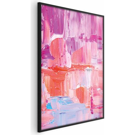Poster – Farbenfrohe Striche – intensive Rosa- und Lilatöne auf Leinwand (1/4)