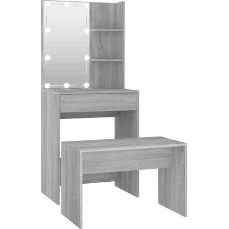 Maison Exclusive - Schminktisch-Set mit LED Grau Sonoma Holzwerks (1/5)