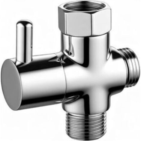 Robinet WC 3 Voies, Inverseur Douche, 1/2 Pouce Vanne Dérivation Bras Douche, Séparateur Pommeau Douche Laiton, G1/2 Remplacement Vanne Dérivation Douche Métal (1/4)
