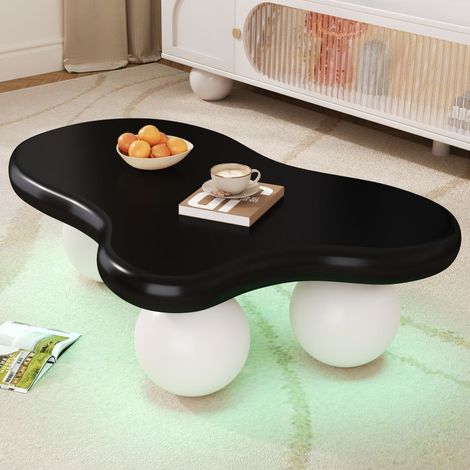 Table basse 100x60x30, design nuage petite table basse, LED intégrées 16 couleurs, surface facile d'entretien, bords arrondis (1/5)