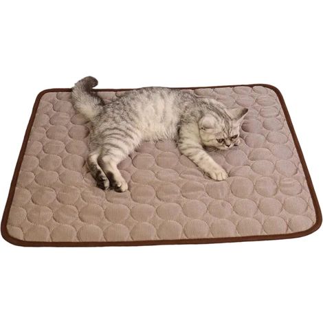 Tapis rafraîchissant en soie glacée pour chiens et chats, couverture rafraîchissante bleue pour niche, canapé, lit, sol, sièges de voiture. (1/5)