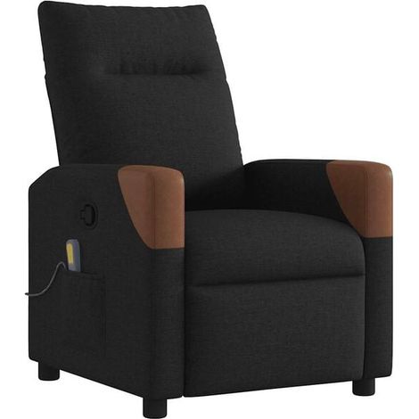 Chaise longue de massage en tissu noir – Lit de relaxation ergonomique avec fonction vibration, réglage inclinable et appui-tête amovible – Idéal pour salon, chambre ou bureau (1/5)