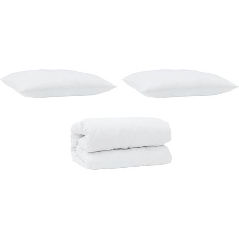 Ensemble de Duvet 3 pcs，Couette Blanc Microfibre et Plumes D'oie CFW82778