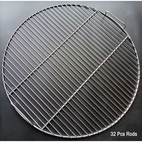 304 Grille de Barbecue Ronde en Acier Inoxydable avec poignée, diamètre 54,5 cm pour Barbecue au Charbon de Bois de 57 cm e.g Weber, avec Pince à Barbecue (1/5)