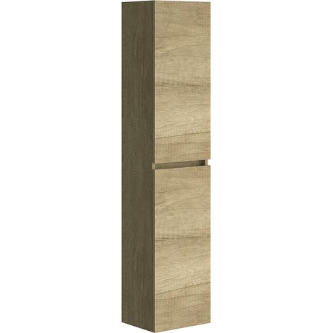 Armoire de Salle de Bain Armoire Haute étagère Colonne en kit Série fermée 140 cm Nature (1/5)