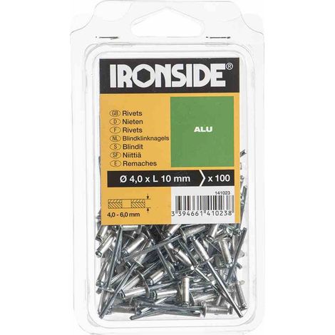 Blindnieten 4,0 x 10 mm Aluminium, Verpackungsinhalt: 100 Stück