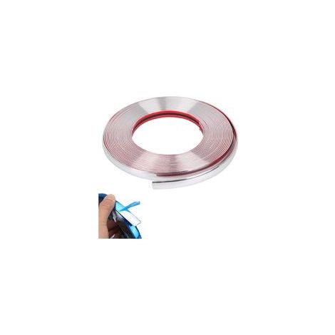 Bande Chrome Voiture, 15mm x 5m Chrome Bande de Garniture Voiture, Baguette Adhesive Chromée Surclassée pour Voiture Carrosserie Fenêtre Décoration Extérieure(Argent) (1/5)
