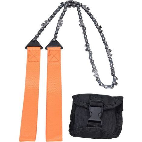 24 Zoll Outdoor-Taschenkettensäge, Überlebens-Reißverschluss-Handsäge, Kettensägenwerkzeug zum Holzschneiden, orange, tragbare Überlebenssäge (1/5)
