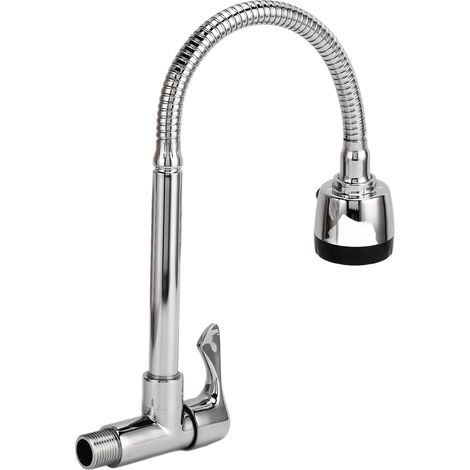 Mitigeur mural en laiton pour évier, robinet orientable 360°, rotation multidirectionnelle, cuisine et lavage vaisselle/légumes, filetage G1/2, finition robuste. (1/5)