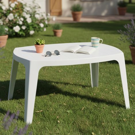 Dmora Stapelbarer ovaler Tisch, Made in Italy, 49x76x43 cm, weiße Farbe (1/3)