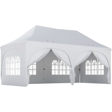 3x6m Faltpavillon mit Seitenwänden, verstellbarem Dach und Tasche
