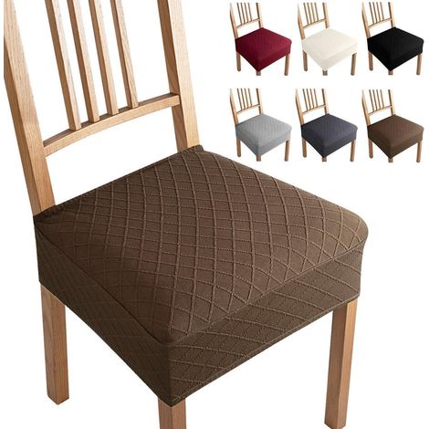 Jacquard Stuhlbezüge 6er Set - Universale Stretch-Hussen abnehmbar & waschbar für Esszimmer, Küche, Braun (1/5)