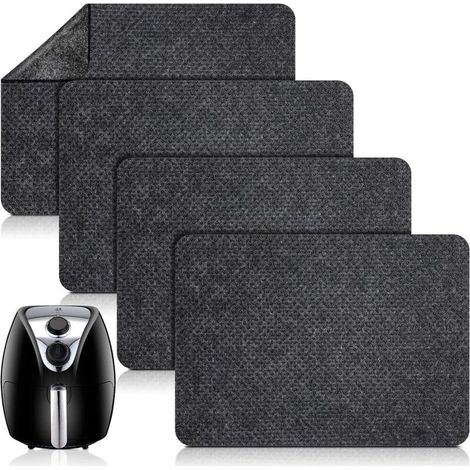 Lot de 4 tapis antidérapants pour friteuse à air, noirs, pour cafetière et micro-ondes, 40 x 30 cm (1/4)