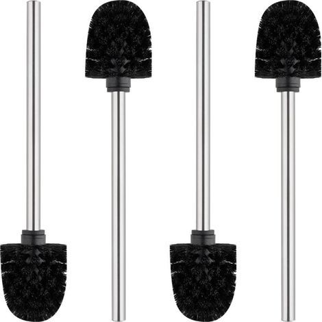 Brosse WC Classique 4 Pièces, Manche en Acier Inoxydable, Tête de Brosse Noire 8CM (1/5)