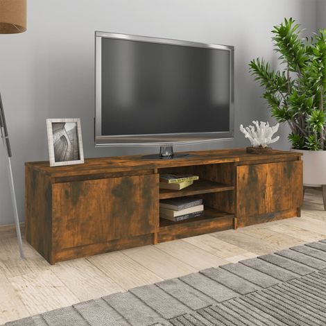 Meuble TV - Armoire de TV Banc TV pour Salon Chêne fumé 140x40x35,5 cm Bois d'ingénierie -FR54375 (1/5)