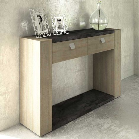 Console Iris 120cm à 2 tiroirs - béton gris (1/5)