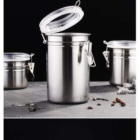 Olla de cocina de acero inoxidable de 1.2 litros (40 onzas líquidas)，tapa hermética con cierre de abrazadera，parte superior transparente (1/2)