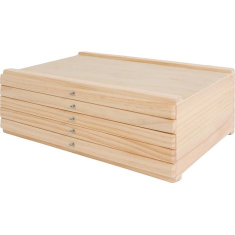 Scatola portaoggetti a 5 ripiani, cassetti multi-scomparto, beige (1/2)