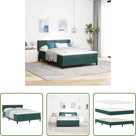 Matratze - Boxspringbett mit Matratze Dunkelgrün 190 x 140 cm Samt (1/5)