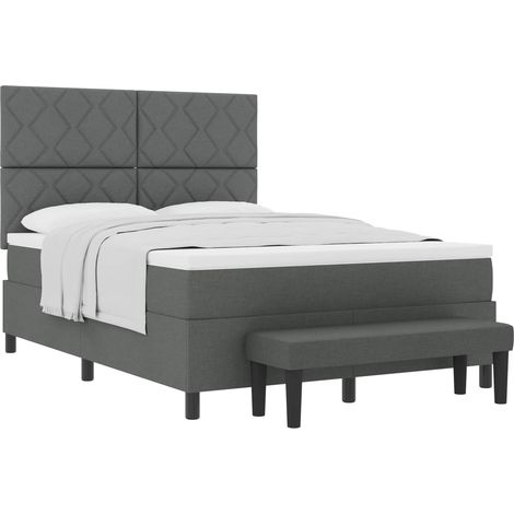 Box Spring Bed Dark grey 160 x 200 cm Fabric & Engineered wood vidaXL (1/5)