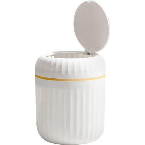 CCYKXA Kleiner Tischmülleimer, 16 x 13 cm, Schreibtisch-Abfalleimer mit wiederverwendbarem Kunststoffdeckel, für Küche, Schminktisch, Badezimmer