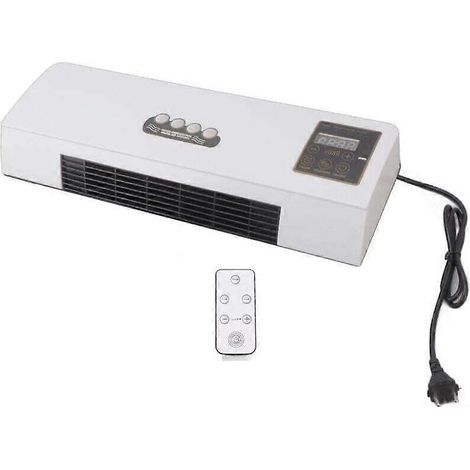 Chauffage électrique mural avec télécommande et minuterie 2000W - Idéal pour la maison, le bureau, la chambre, la salle de bain - Gain de place - Appareil de chauffage mural pour petites pièces (1/5)