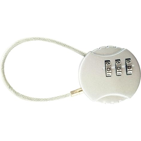Cadenas à combinaison à 3 chiffres, antivol, en alliage de zinc, blanc argenté, idéal pour les bagages et valises de voyage. (1/5)