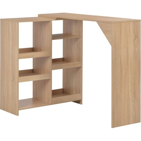 vidaXL Table de bar avec tablette amovible Chêne 138x39x110 cm