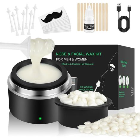 Kit Épilation à la Cire pour Poils du Nez, Sourcils et Visage – Appareil de Chauffage USB avec Cire Hypoallergénique, Bol en Silicone et Soin Apaisant – Épilateur Précision Homme Femme (1/5)