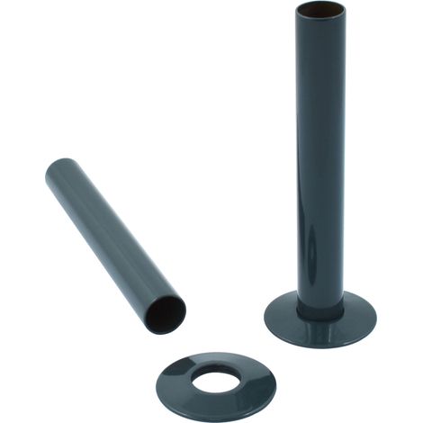 180mm Radiator Valve Pipes and Collars Easy Fit Packs Plumbing Tubes Brass Anthracite (1/2)