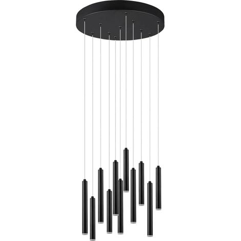 Suspension LED Intégrée 11x2,8W, 3000K, Métal Noir Mat - Trio - Tubular (1/5)