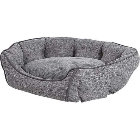 Cama para mascotas redonda de lino gris para perros o gatos sala de estar dormitorio estilo boho Candir