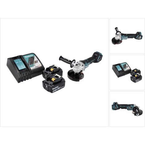 Amoladora angular sin cable Makita DGA 517 RM 18 V 125 mm sin escobillas + 2x batería 4,0 Ah + cargador