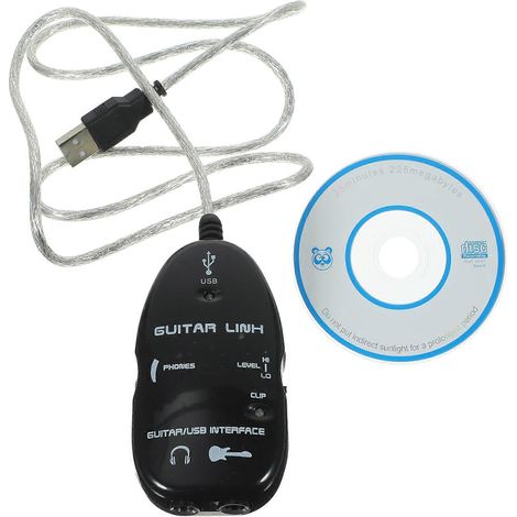 USB-Gitarren-Verbindungskabel zu PC/MAC-Audioaufnahmeadapter (Schwarz)-Black (1/2)