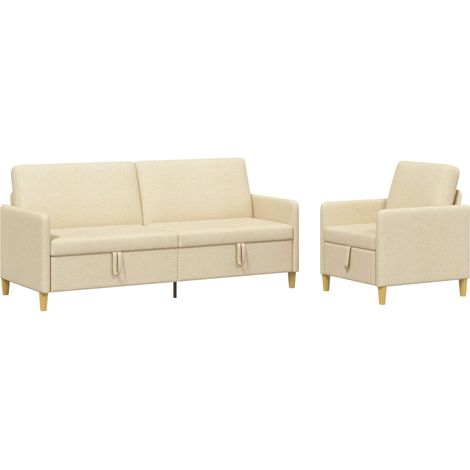 Set di Divani con Storage 2 pz 4 posto Crema 192 x 78 x 87 cm vidaXL (1/5)