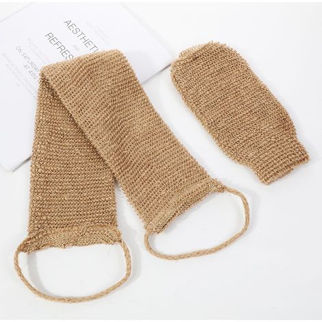 RGE Gants de Crin Naturel avec Sangle Lave Dos en Chanvre,Gant Exfoliant Gommage Corps,Eponge Exfoliante Corps,Accessoires pour le Bain,Gratte dos,Hammam Nettoie et Dos Corps Bain Douche Hommes Femmes (1/4)