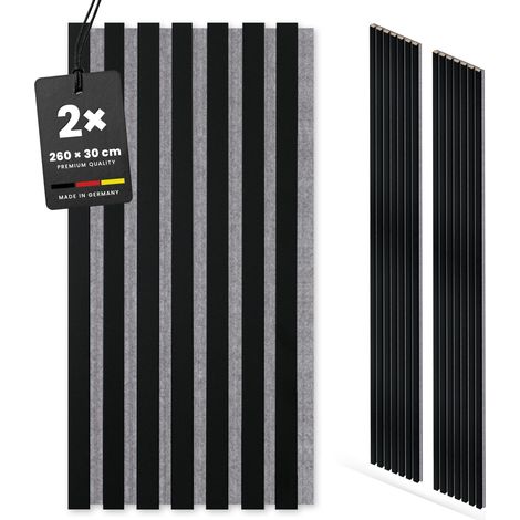 KGM Akustikpaneele Eiche Schwarz 2er Set 260 cm – MDF Wandpaneele für Wohnräume