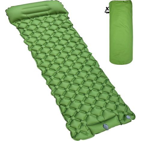 Inflatable Mattress, 5cm Thick, 40D Nylon, TPU, Built-in Foot Pump, Pillow, Camping Hiking (1/5)
